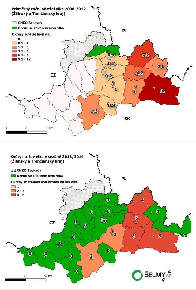 Lov vlků na Slovensku v minulých letech a v letošní sezóně.