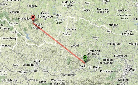 Od Dunaje k Vltavě– vzdálenost mezi lokalitami, kde byl rys vyfotografován v říjnu 2012 a květnu 2013 je více než 111 km vzdušnou čarou