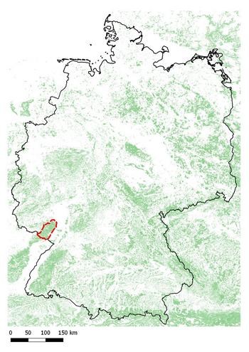 Území Falckého lesa v německém Porýní