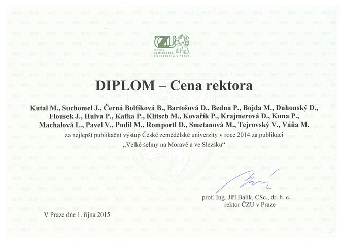 Cena rektora ČZU - Velké šelmy na Moravě a ve Slezsku