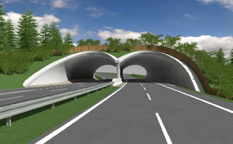 Návrh ekoduktu přes silnici I/11 u Mostů u Jablunkova; zdroj ŘSD