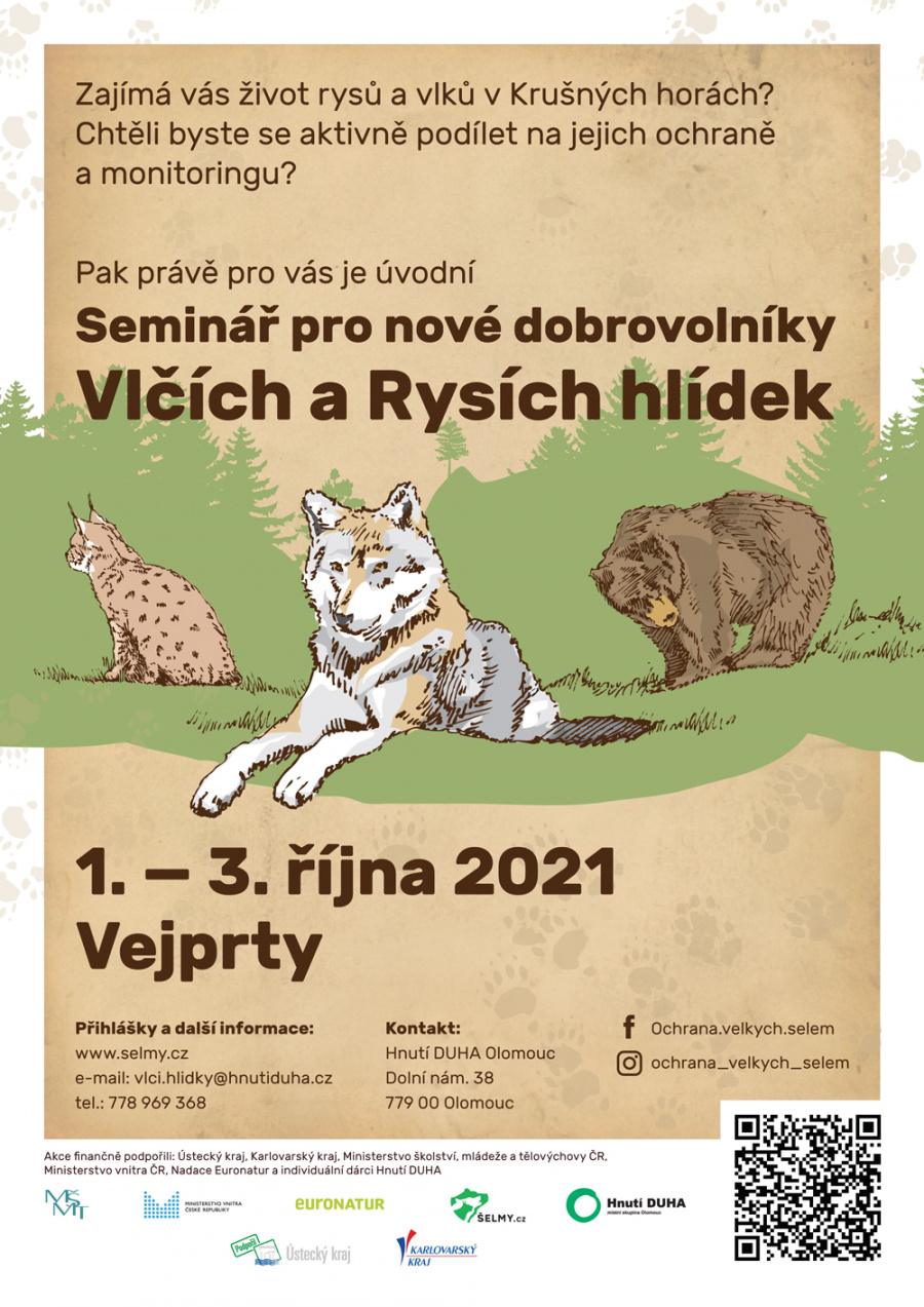 Školení pro nové dobrovolníky Vlčích a Rysích hlídek v Krušných horách_plakát