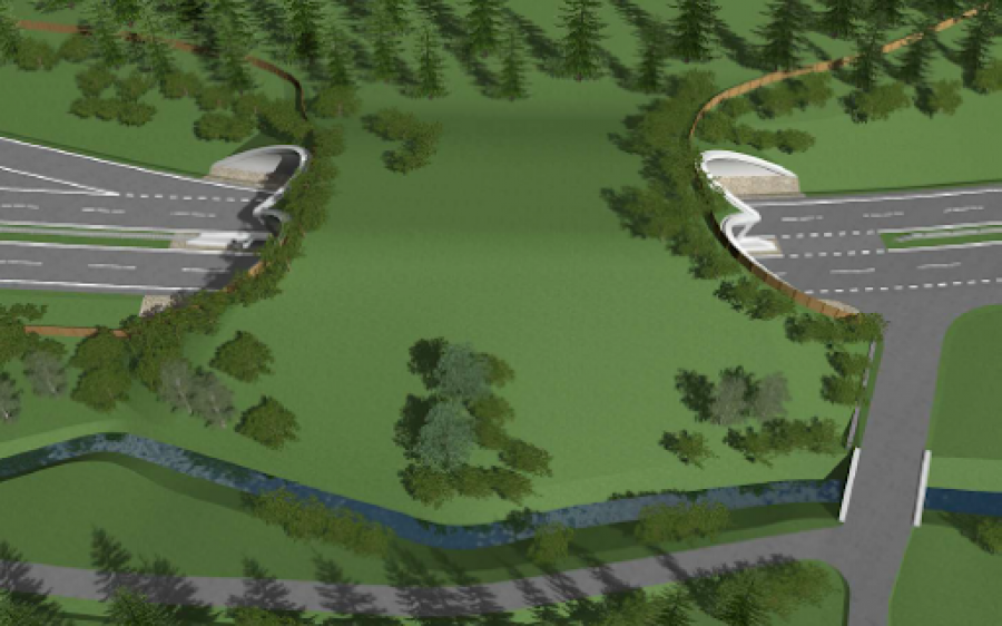 Návrh ekoduktu přes silnici I/11 u Mostů u Jablunkova; zdroj ŘSD